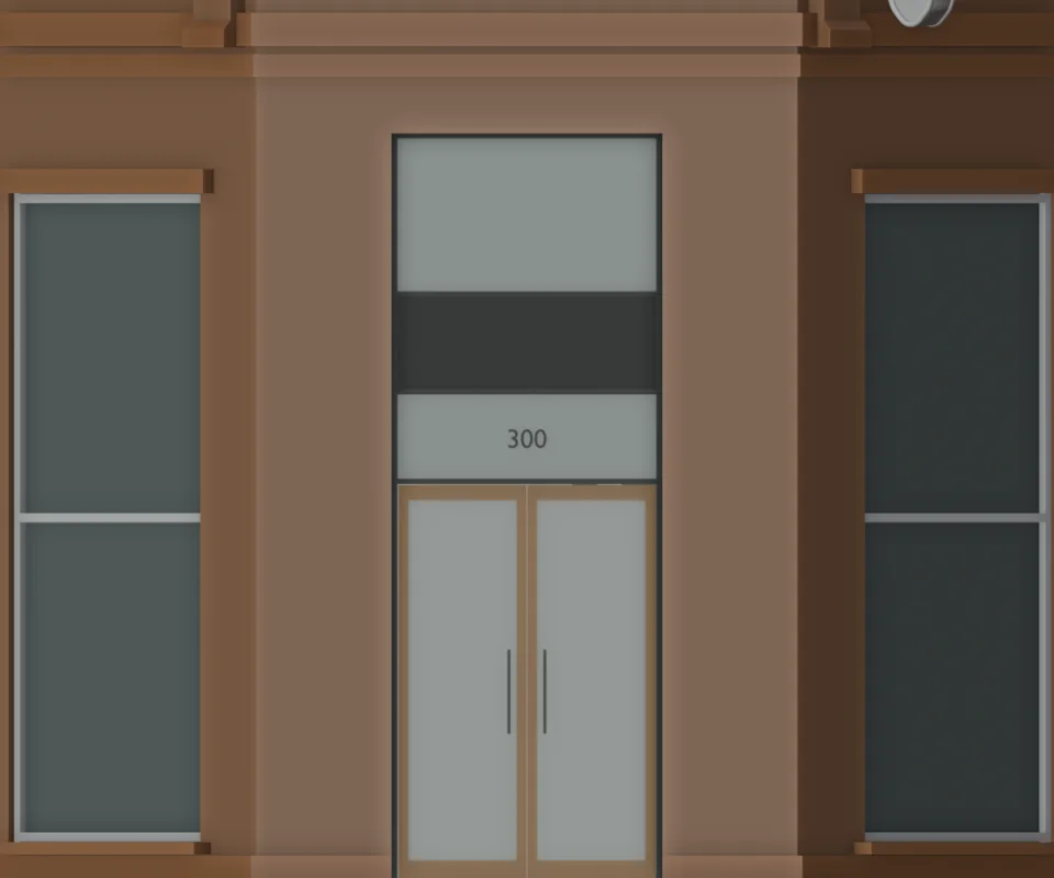 Café chamfer — paired wood door construction