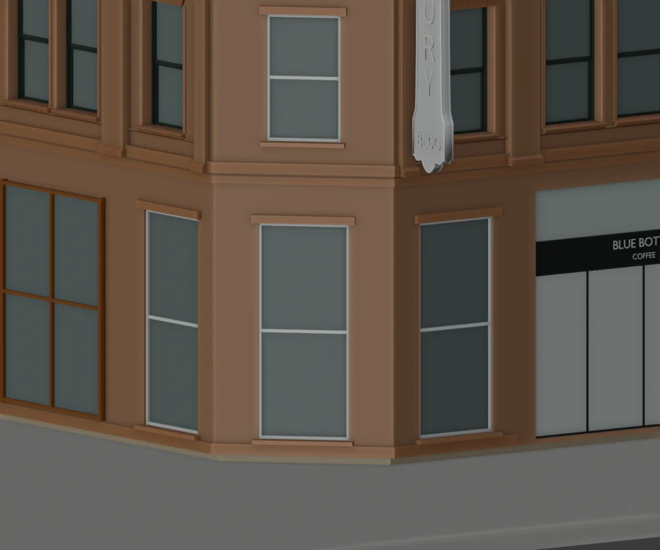 Café corner — entrance and adjacent displays