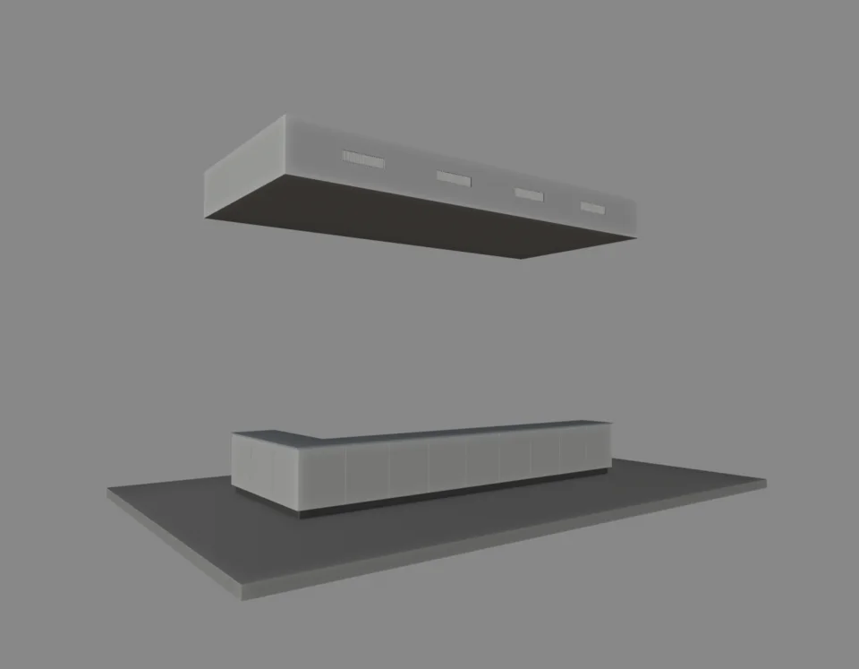 Café counter — independent cabinet and canopy study