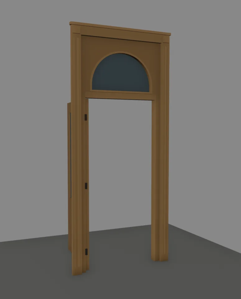 Café inner door — temporary open-leaf construction