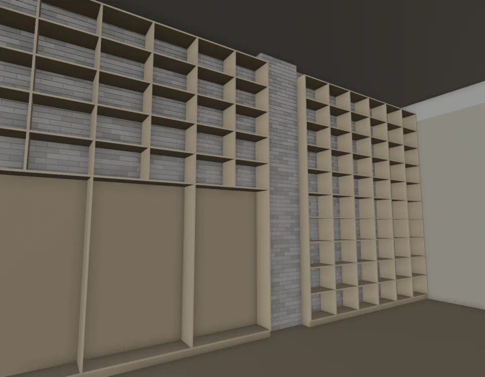 Café library — fitted side boundaries and closed head contact