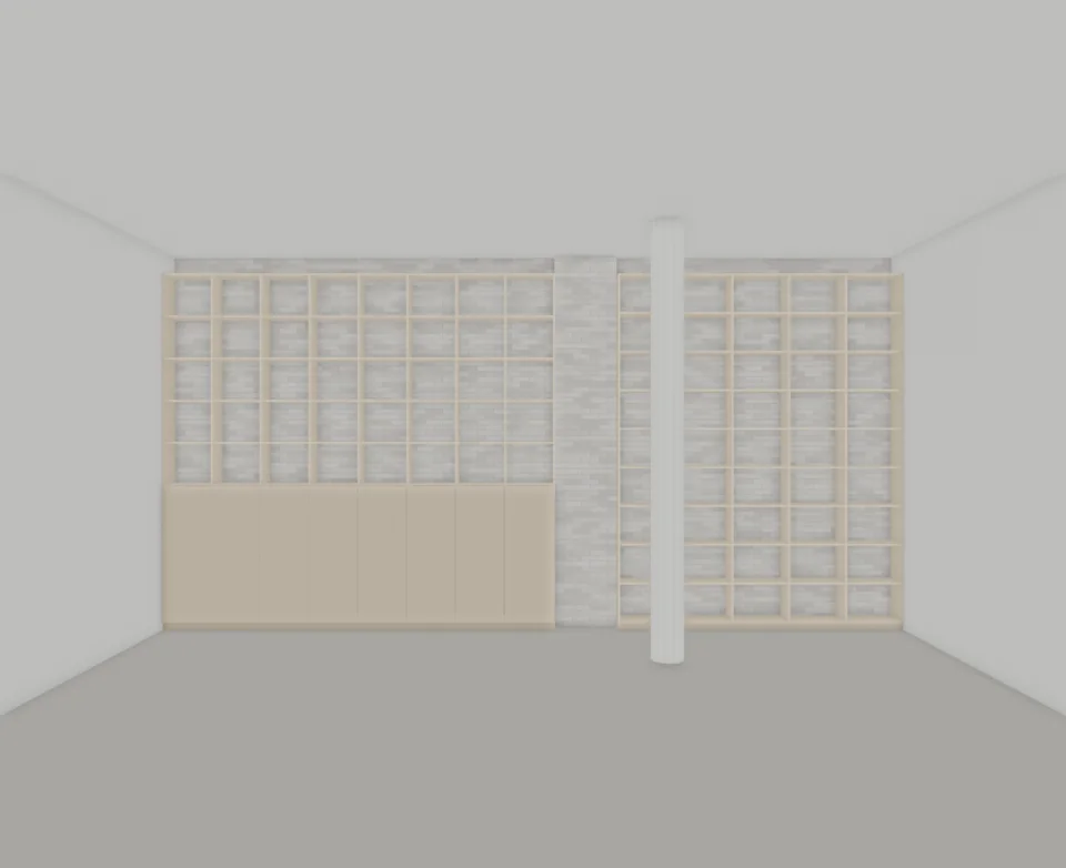 Café library — supported joinery and masonry study