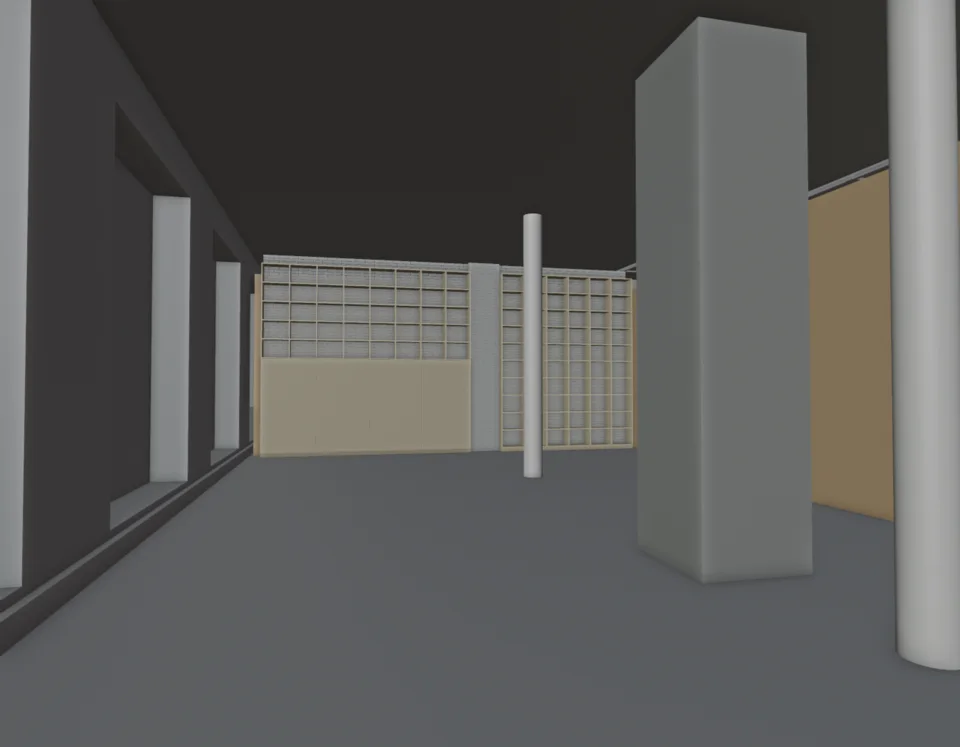 Café — corner-to-library spatial sequence