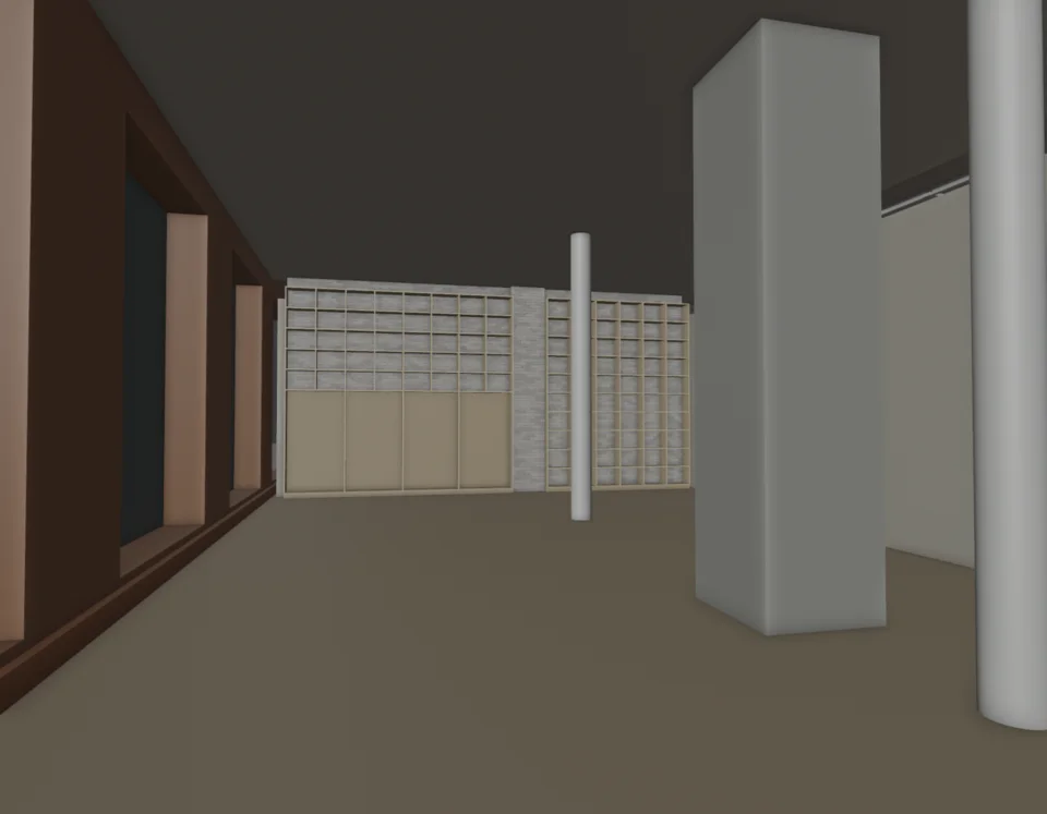 Café — library, ceiling and column sequence