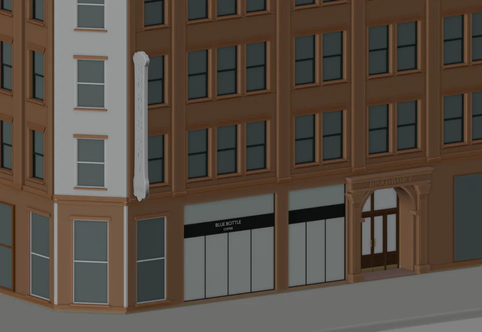 Broadway café — integrated frontage and entrance