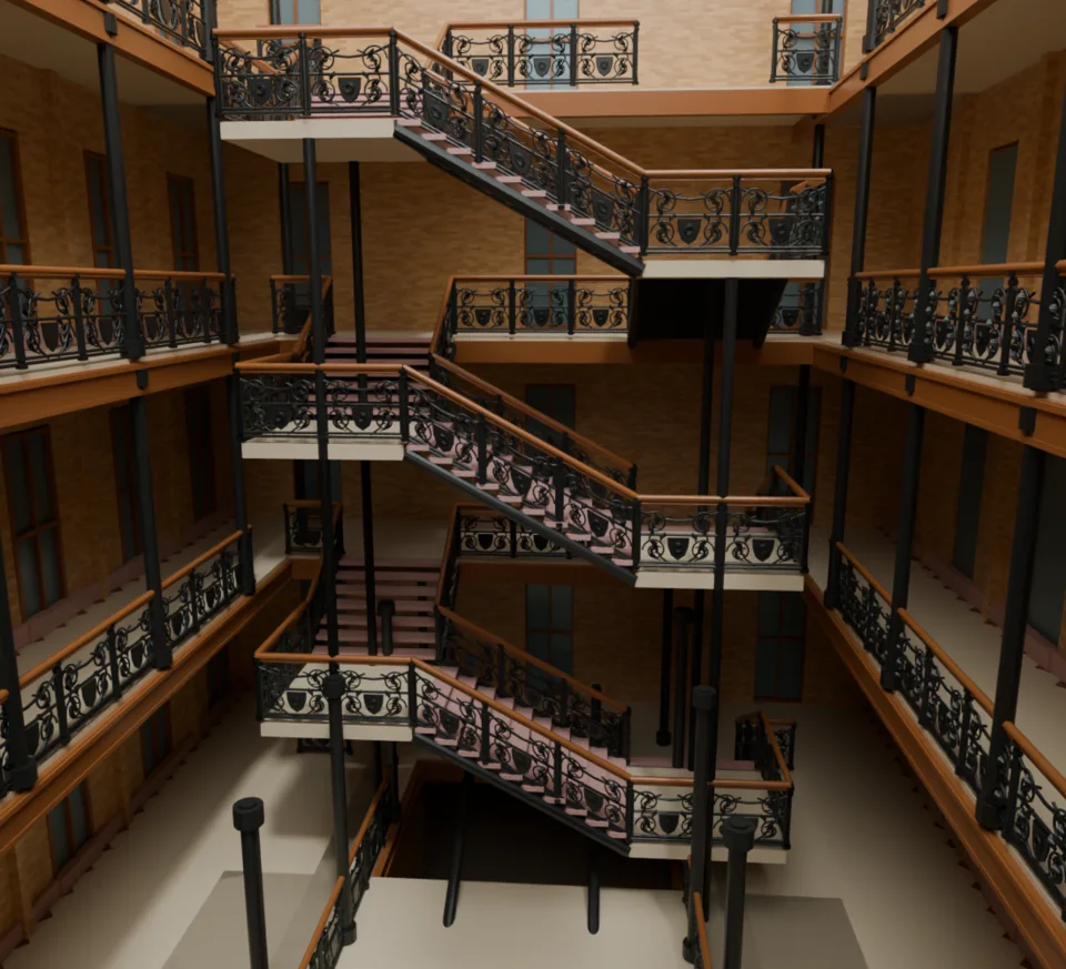 Stair circulation v6 — construction WIP