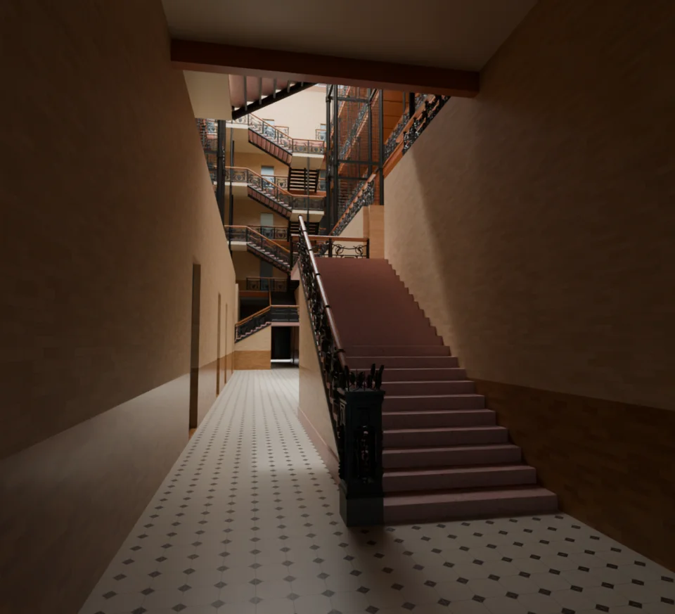 Broadway stair and newel — v17 WIP