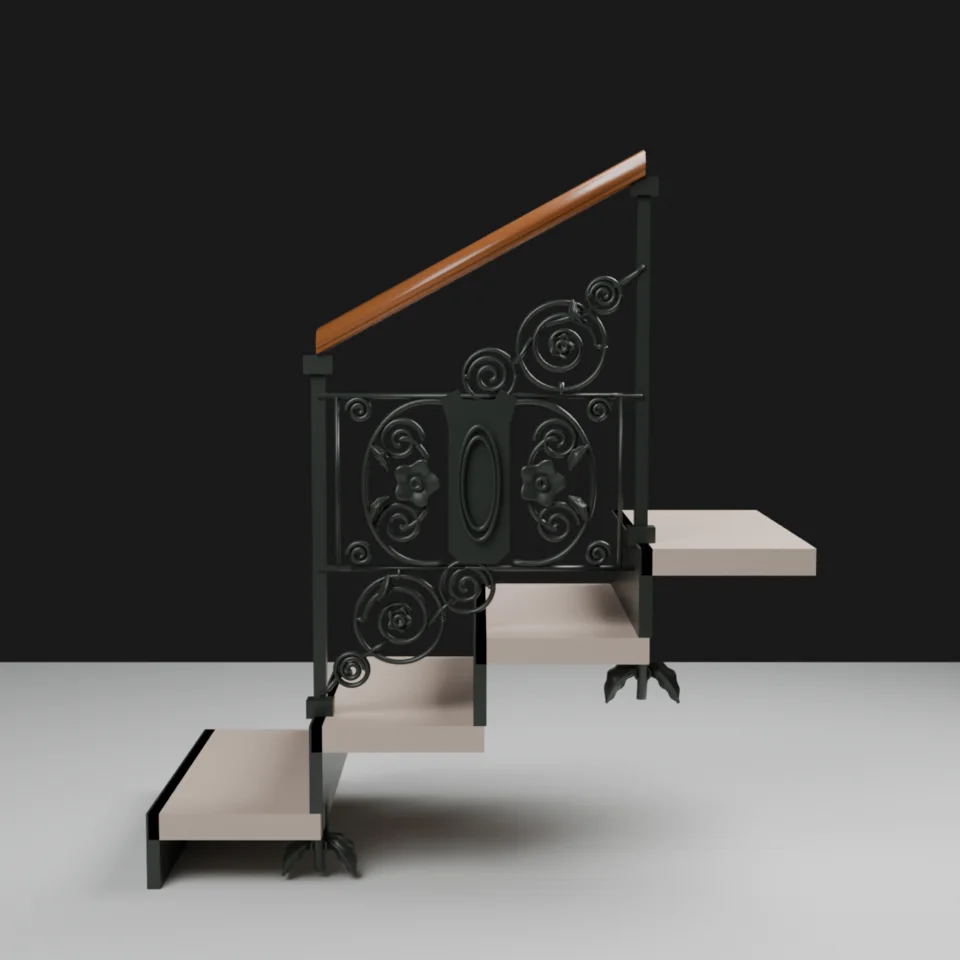 Entrance stair ironwork — distinct pattern WIP