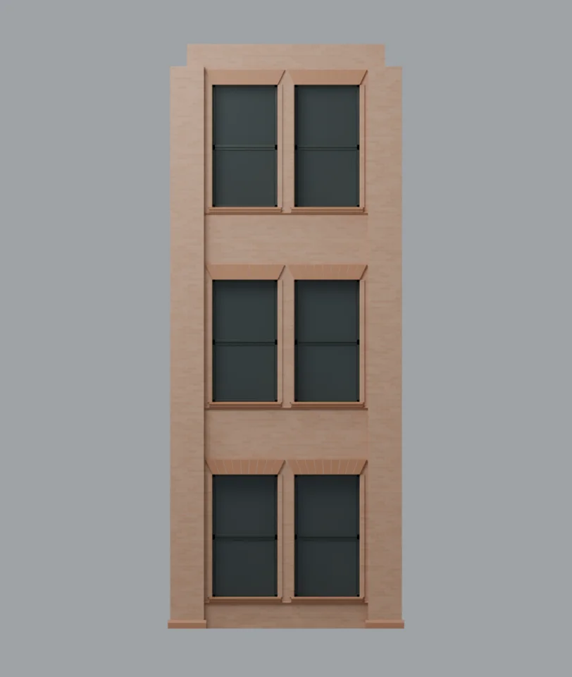 Lower façade bay — front study