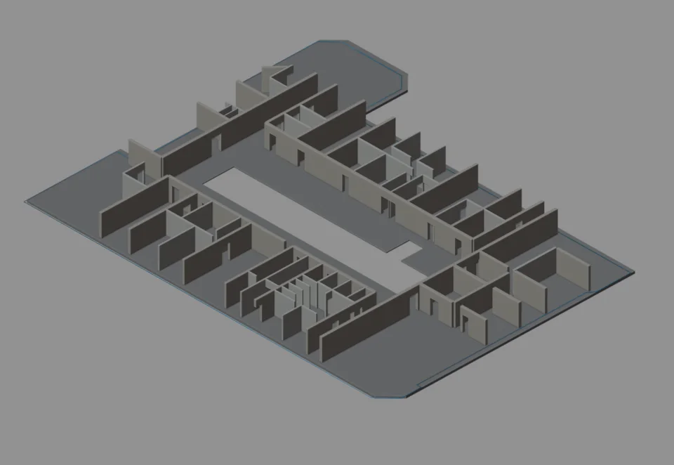 Second-floor wall and doorway study — WIP