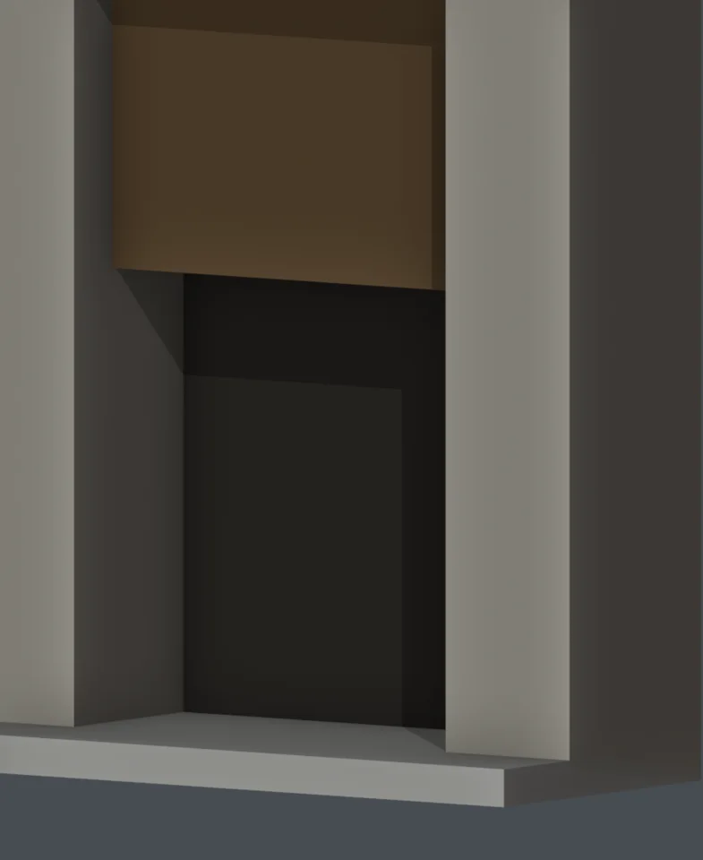 Independent dining fireplace study — firebox