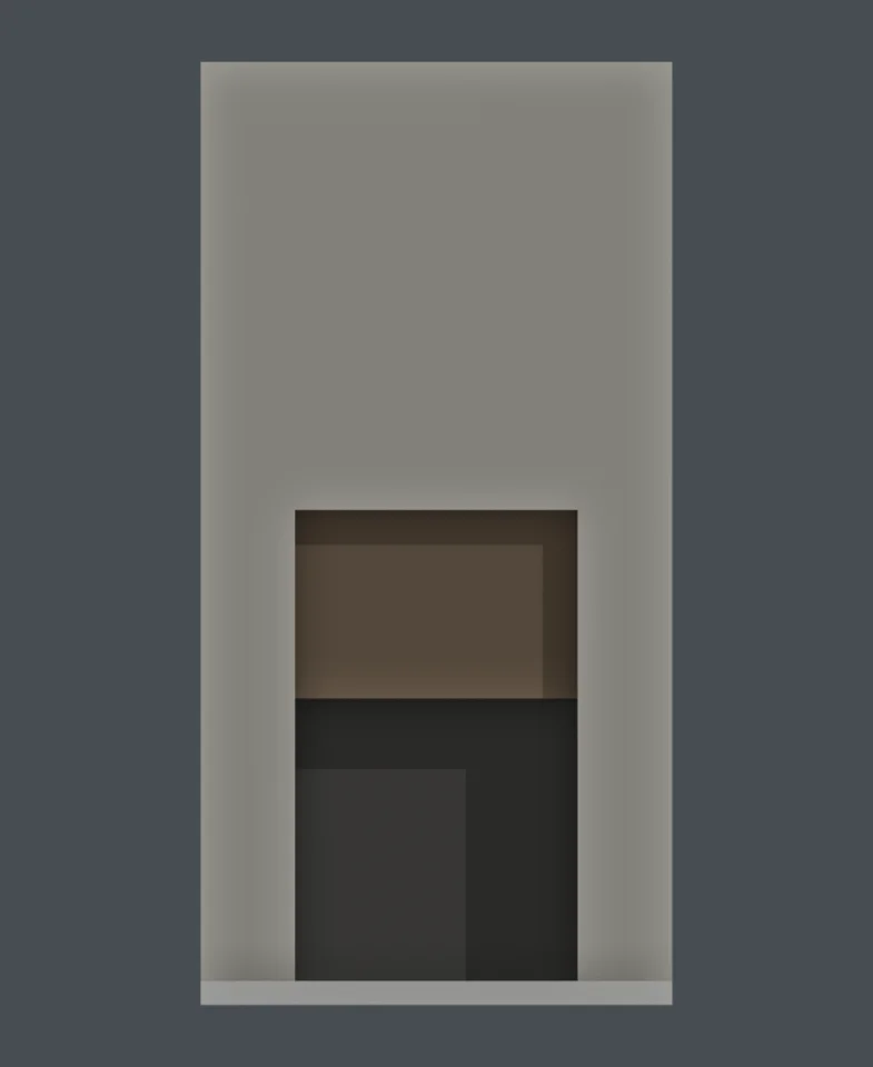 Independent dining fireplace study — front