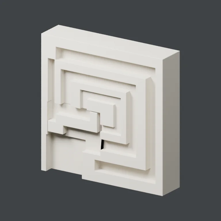 Textile v02 block oblique — rejected relief study