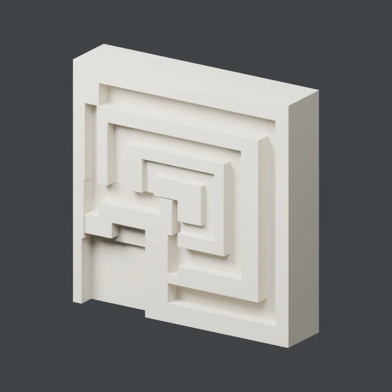 Textile v03 block oblique — closed relief study