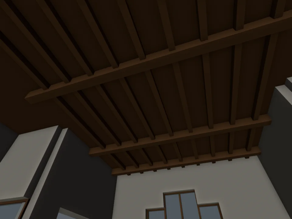 v45 dining timbers — ceiling up
