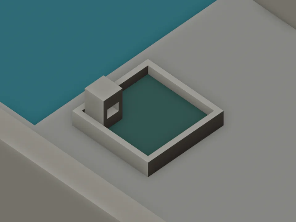 Pool-side basin — opposed close view
