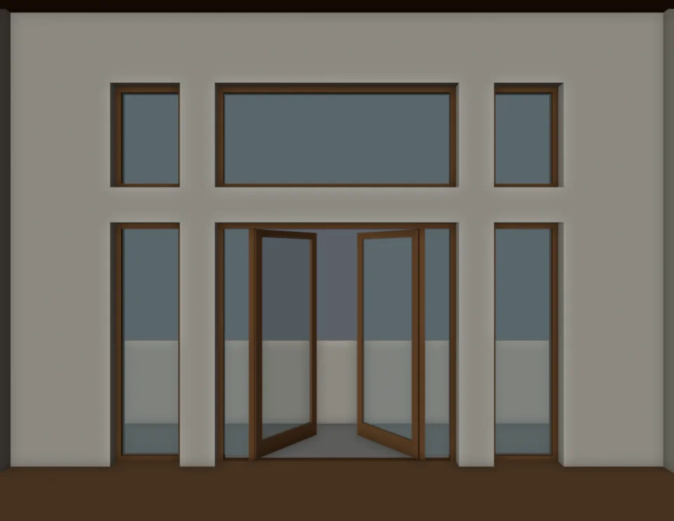Living doors at intermediate angle