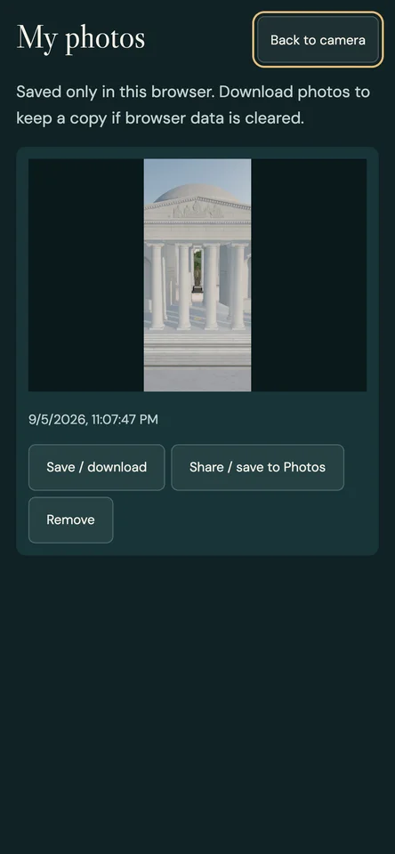 Personal photo library — live