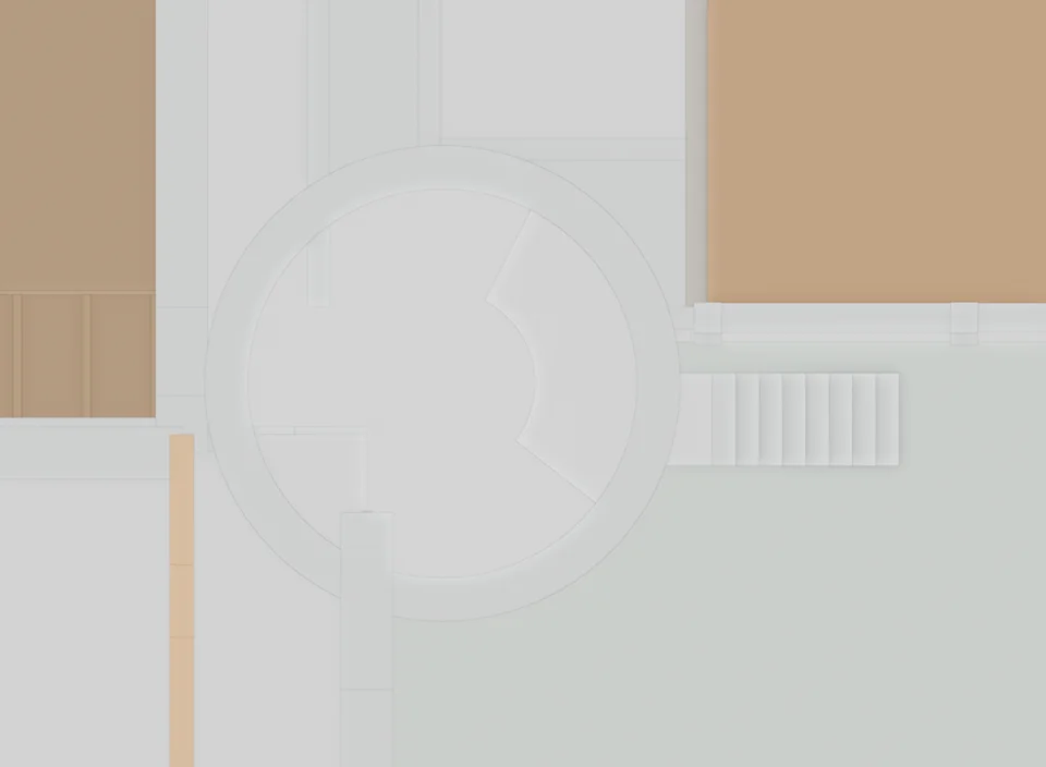Stair core · roof-hidden trial plan