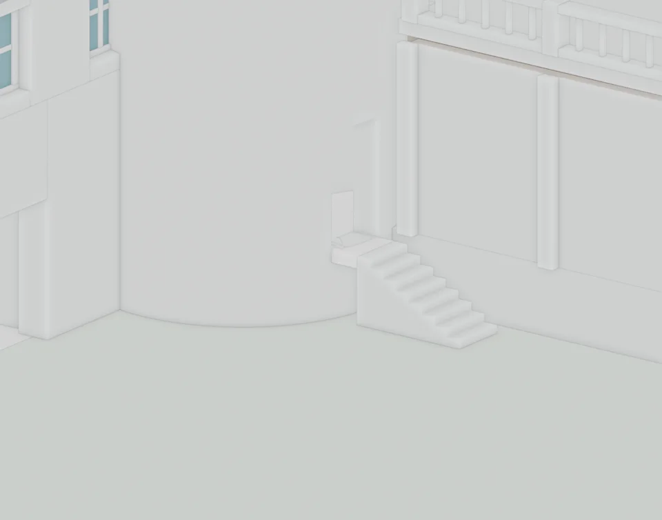 Stair trial · continuous exterior flight