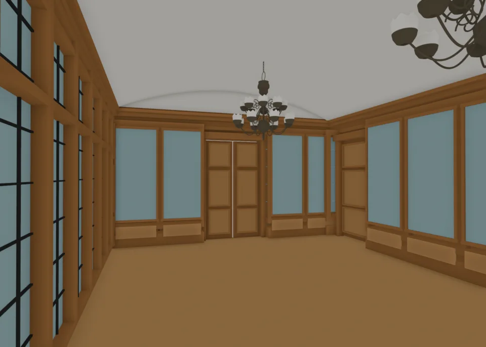 v19 library double doors and cabinets