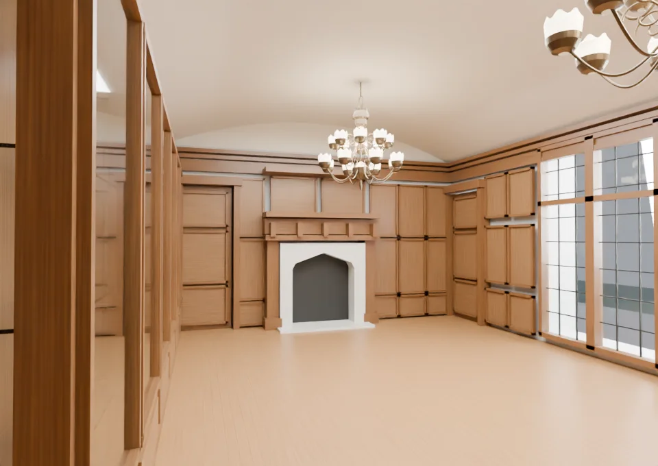 v21 library material preview toward fireplace