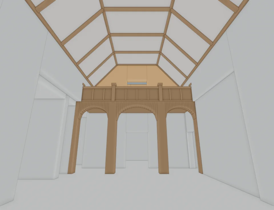 v32 three-arch gallery massing