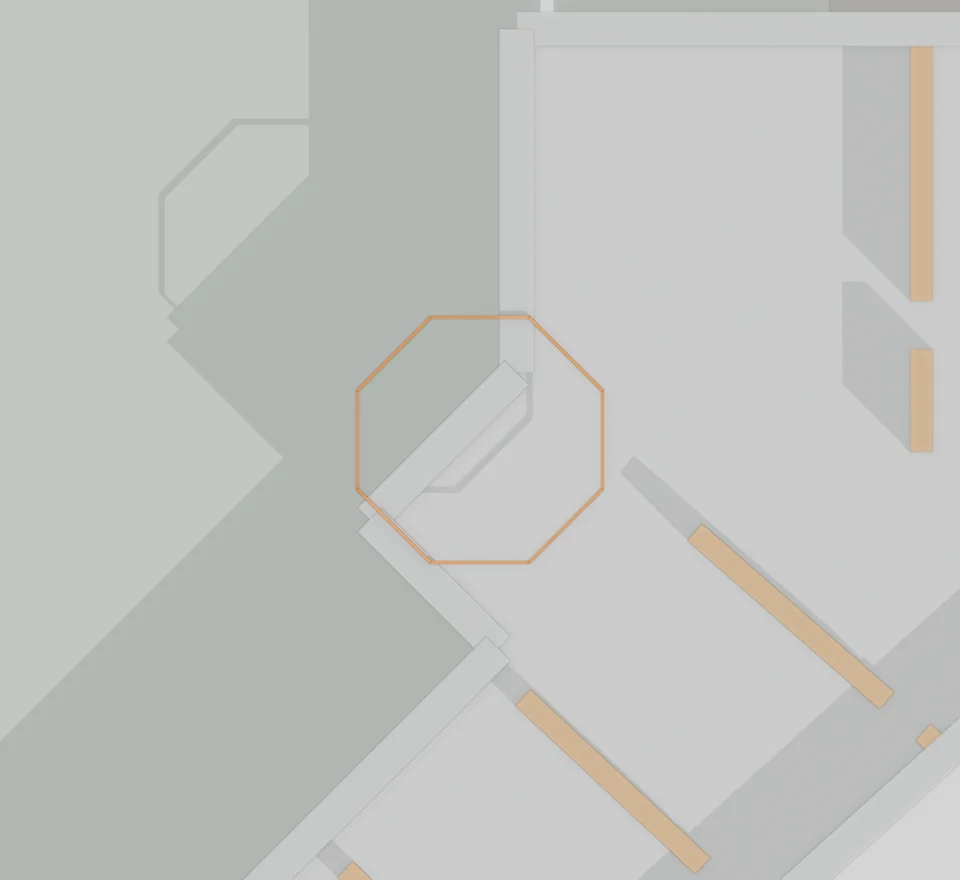 v49 service-tower footprint and existing bend