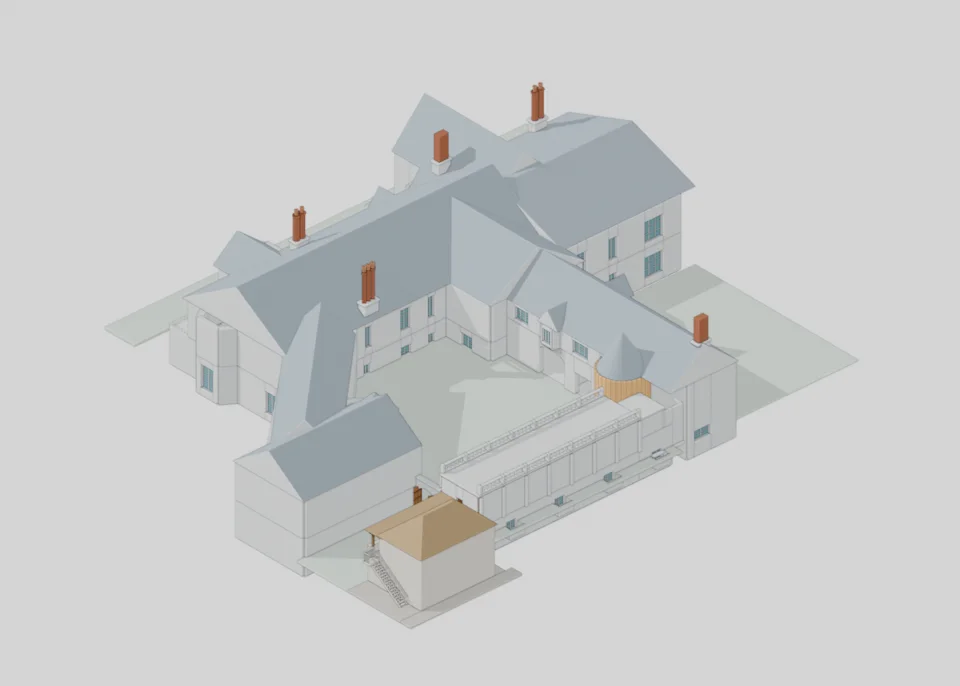 Whole building · courtyard and recreation-wing context