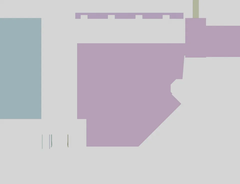 Site surfaces · isolated courtyard footprint
