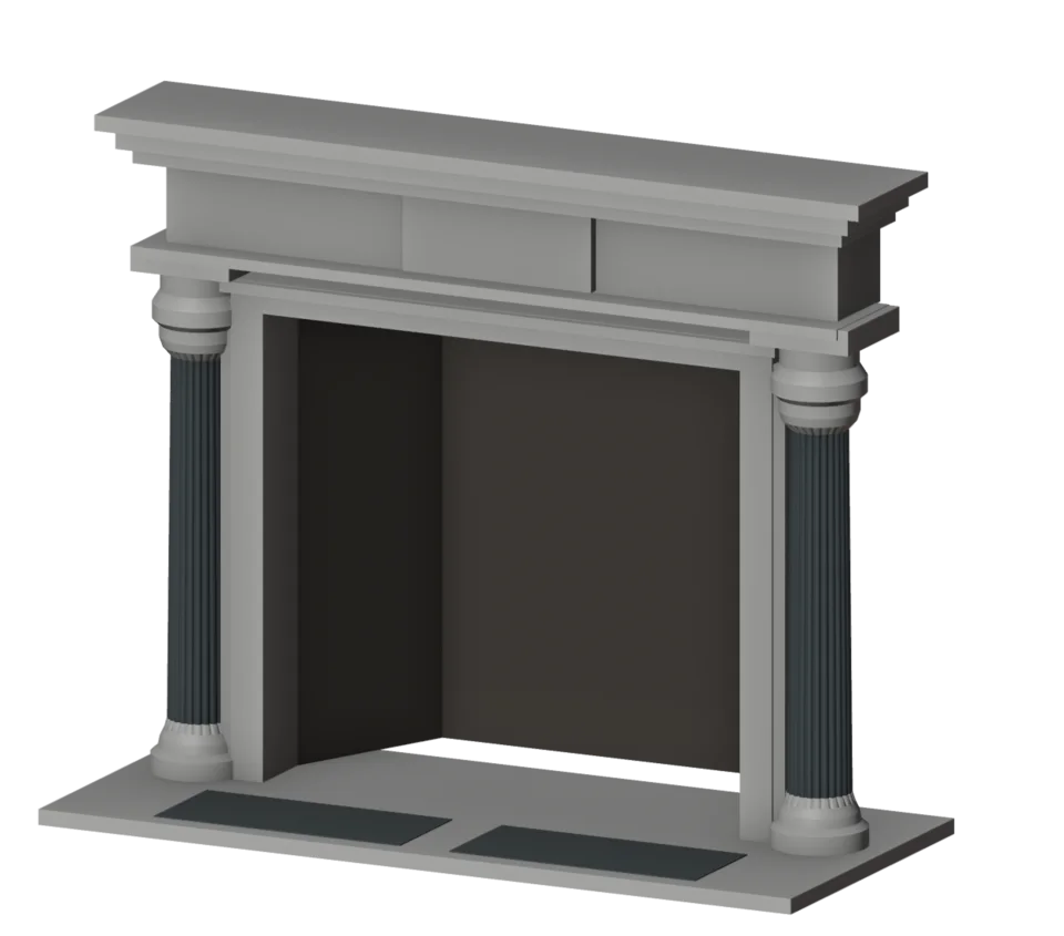 Living fireplace study · cavity and floor defect