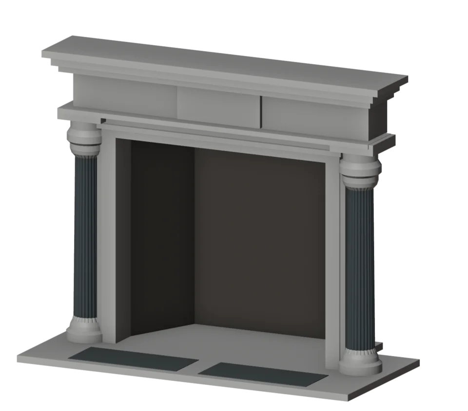 Living fireplace · continuous cavity floor