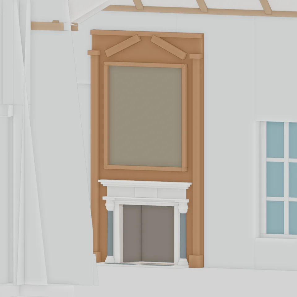 Living overmantel · joinery contacts flagged