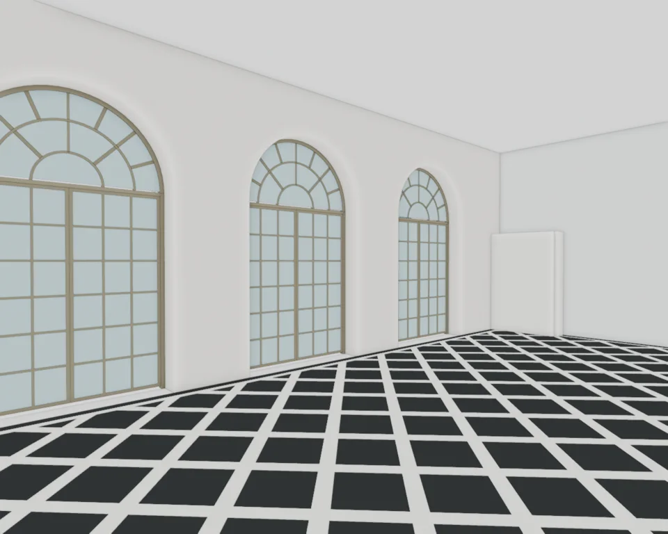 Card room · floor and three terrace doors