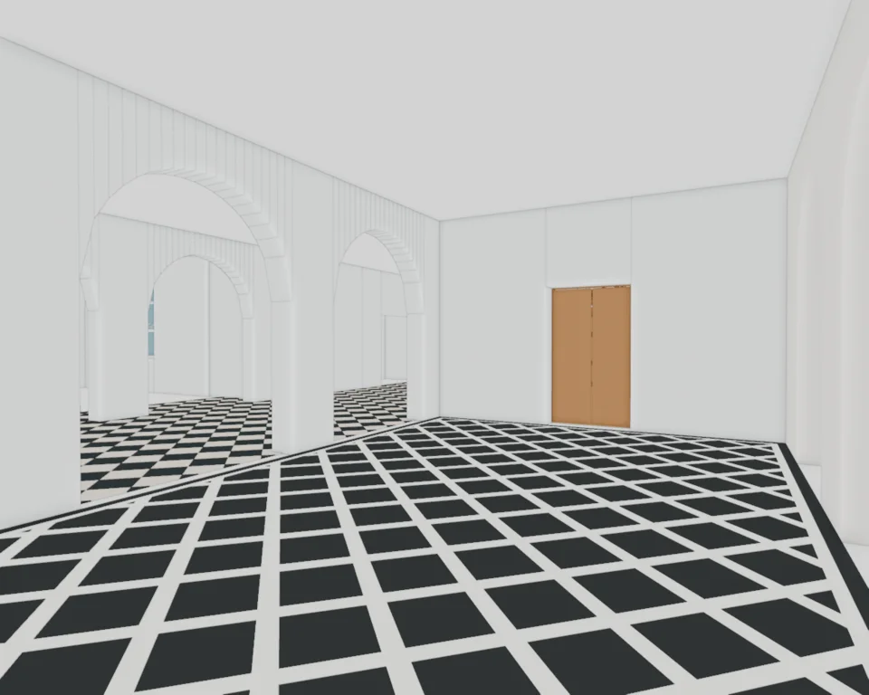 Card room · floor transition toward hall